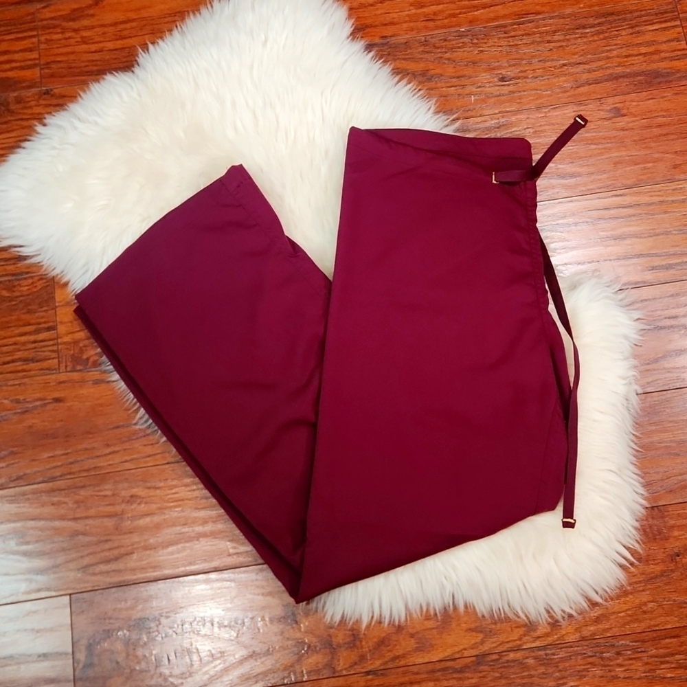 Figs Maroon Straightleg Drawstring Scrub pants